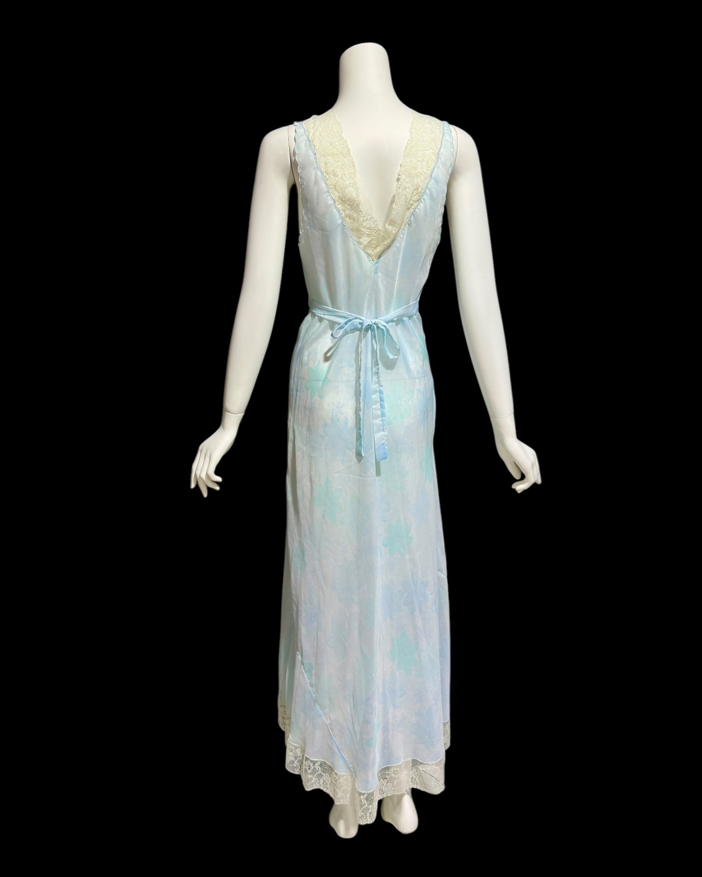 SAAB for I.MAGNIN 1940s vintage floral nightgown, full length Old Hollywood sheer gown