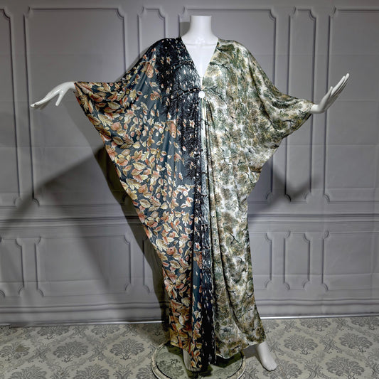 GEORGIE KEYLOUN Vintage 1960s Kaftan Dress, Op Art Koi Fish Party Hostess Caftan