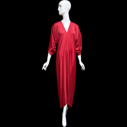 HALSTON IV vintage 1970s evening dress gown, DORIAN Claret Red knit Kaftan Dress, Studio 54