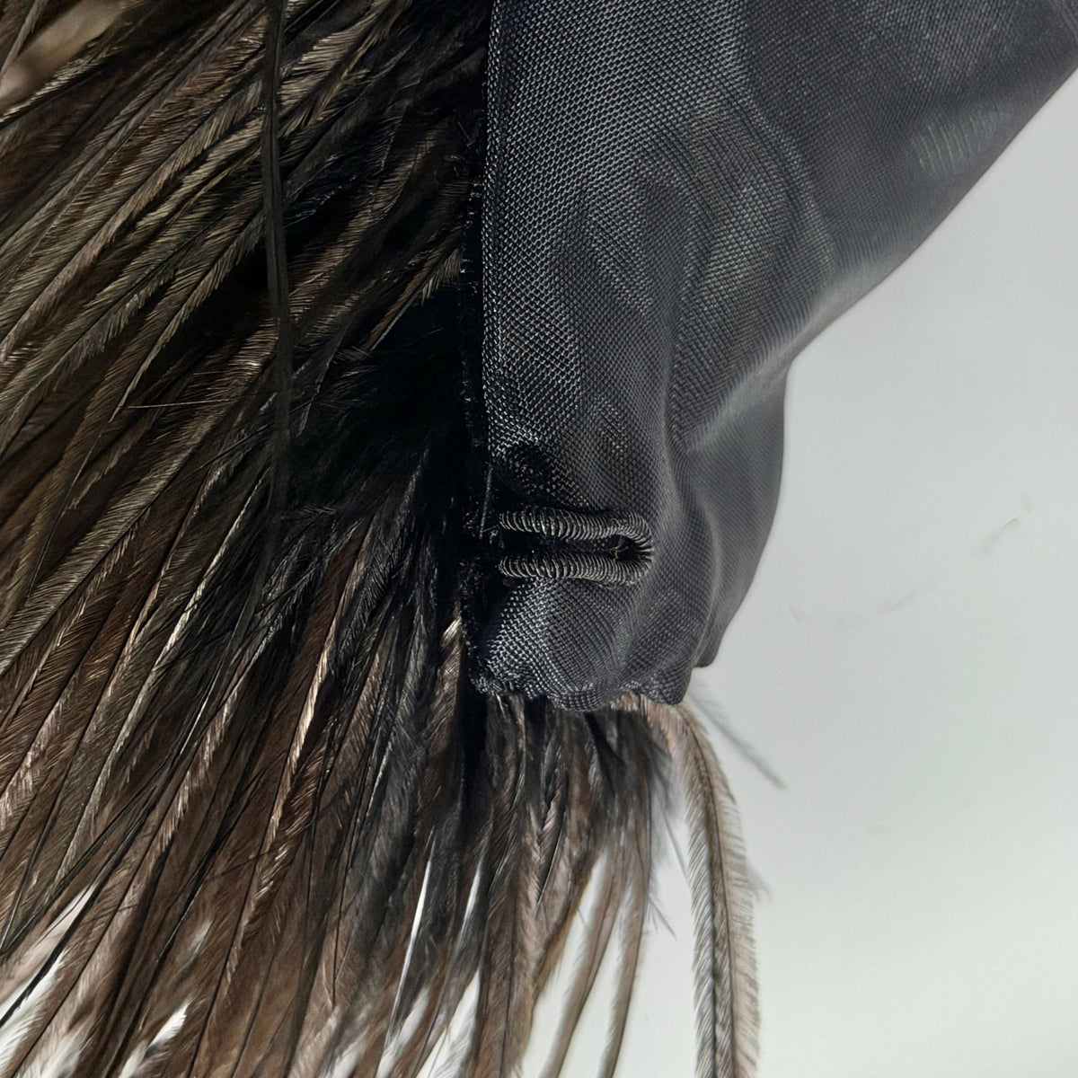1980s Vintage Ostrich Feather Cape Shawl, Black velvet evening shoulder wrap
