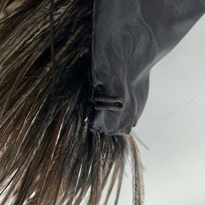 1980s Vintage Ostrich Feather Cape Shawl, Black velvet evening shoulder wrap