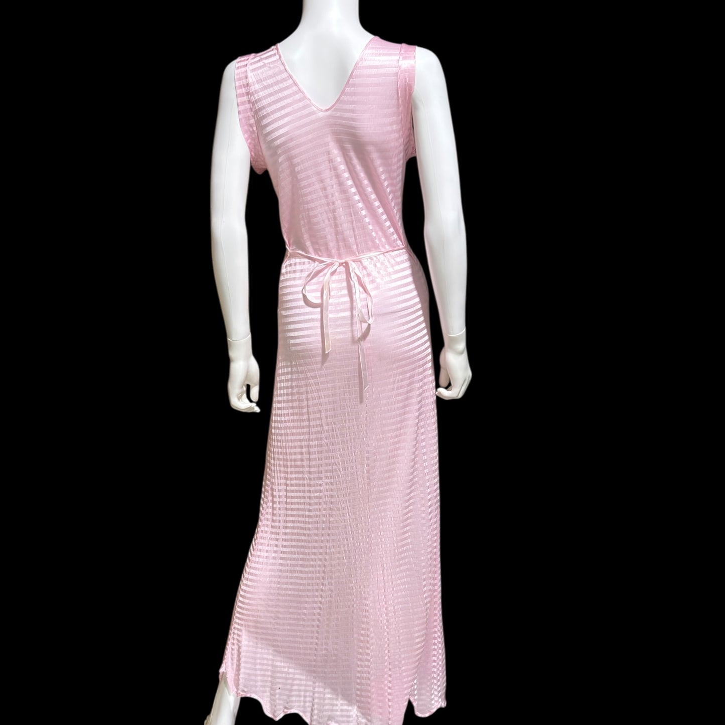 LORRAINE vintage 1940s Nightgown Slip Dress: Pink Shadow Stripe Rayon Night dress