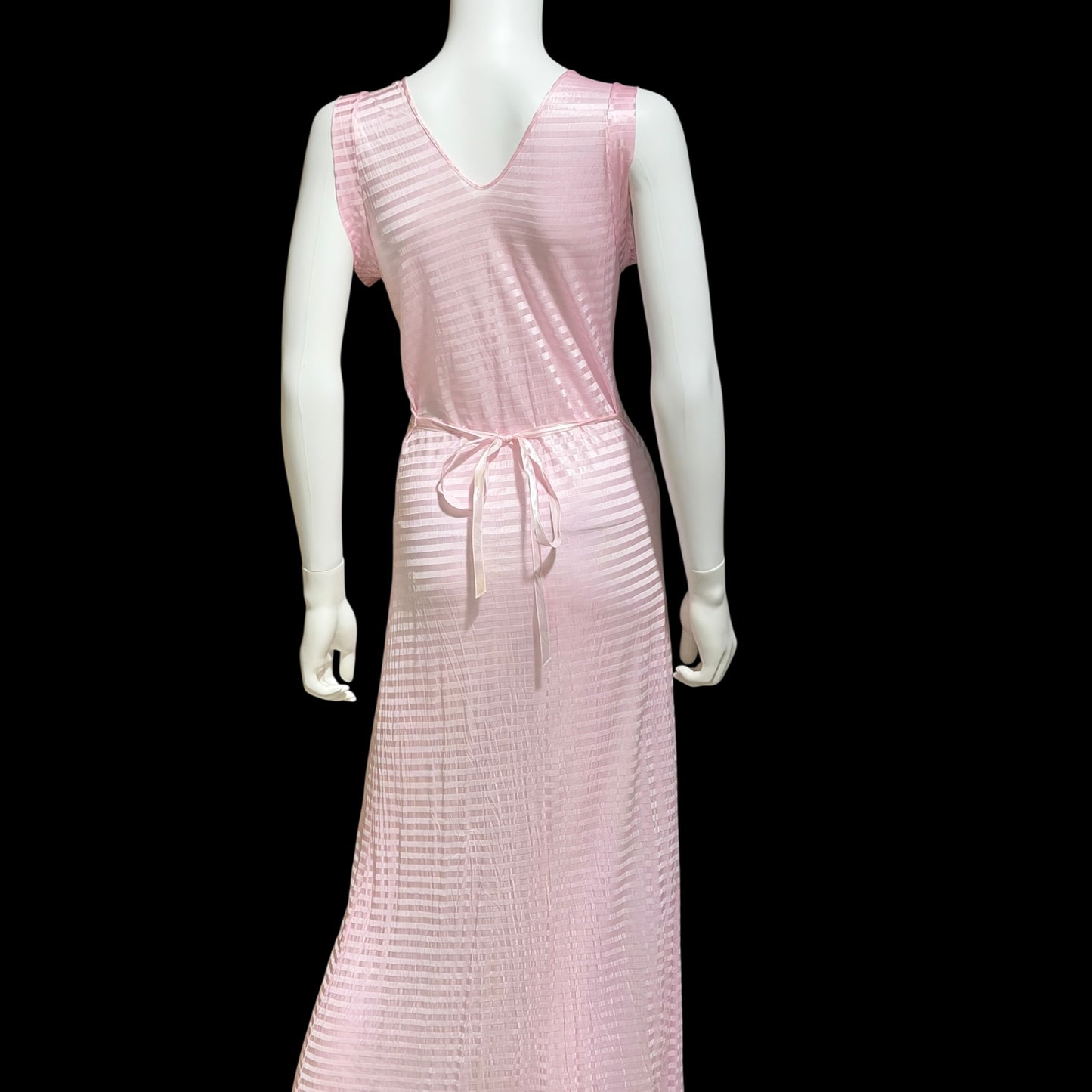 LORRAINE vintage 1940s Nightgown Slip Dress: Pink Shadow Stripe Rayon Night dress