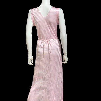 LORRAINE vintage 1940s Nightgown Slip Dress: Pink Shadow Stripe Rayon Night dress