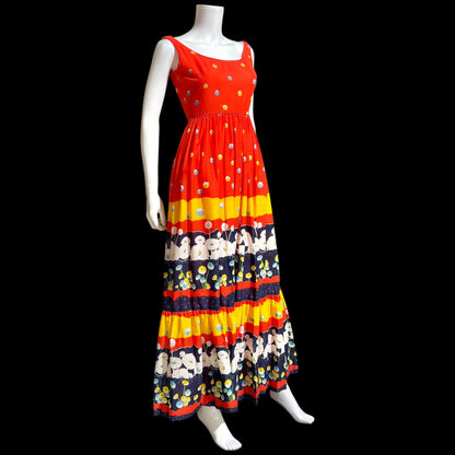 SHANNON ROGERS Jerry Silverman, vintage 1960s floral evening sundress, Border print w/ matching shawl