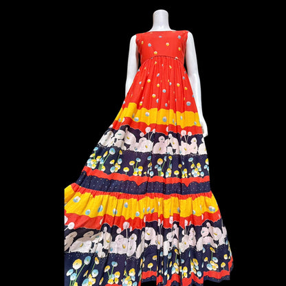 SHANNON ROGERS Jerry Silverman, vintage 1960s floral evening sundress, Border print w/ matching shawl