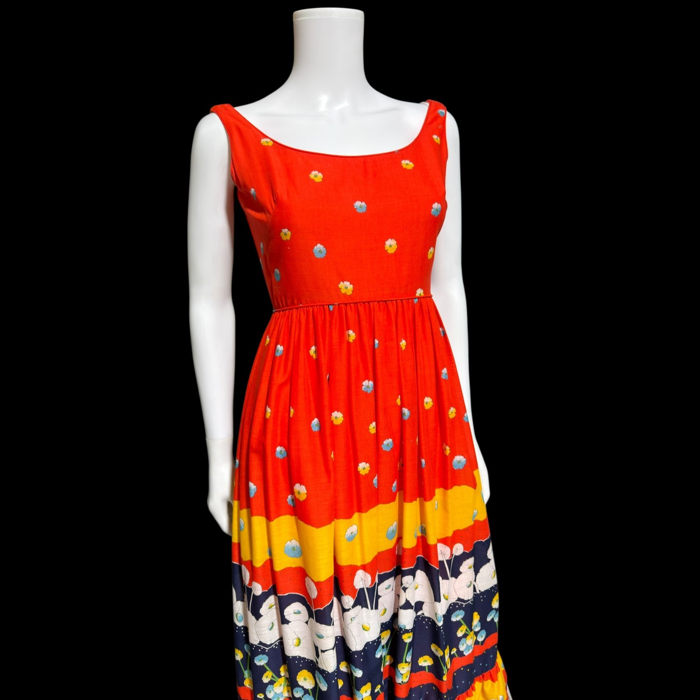 SHANNON ROGERS Jerry Silverman, vintage 1960s floral evening sundress, Border print w/ matching shawl