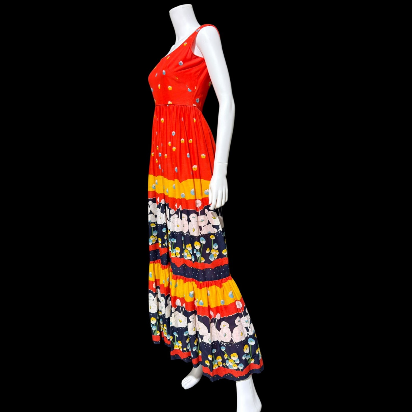 SHANNON ROGERS Jerry Silverman, vintage 1960s floral evening sundress, Border print w/ matching shawl