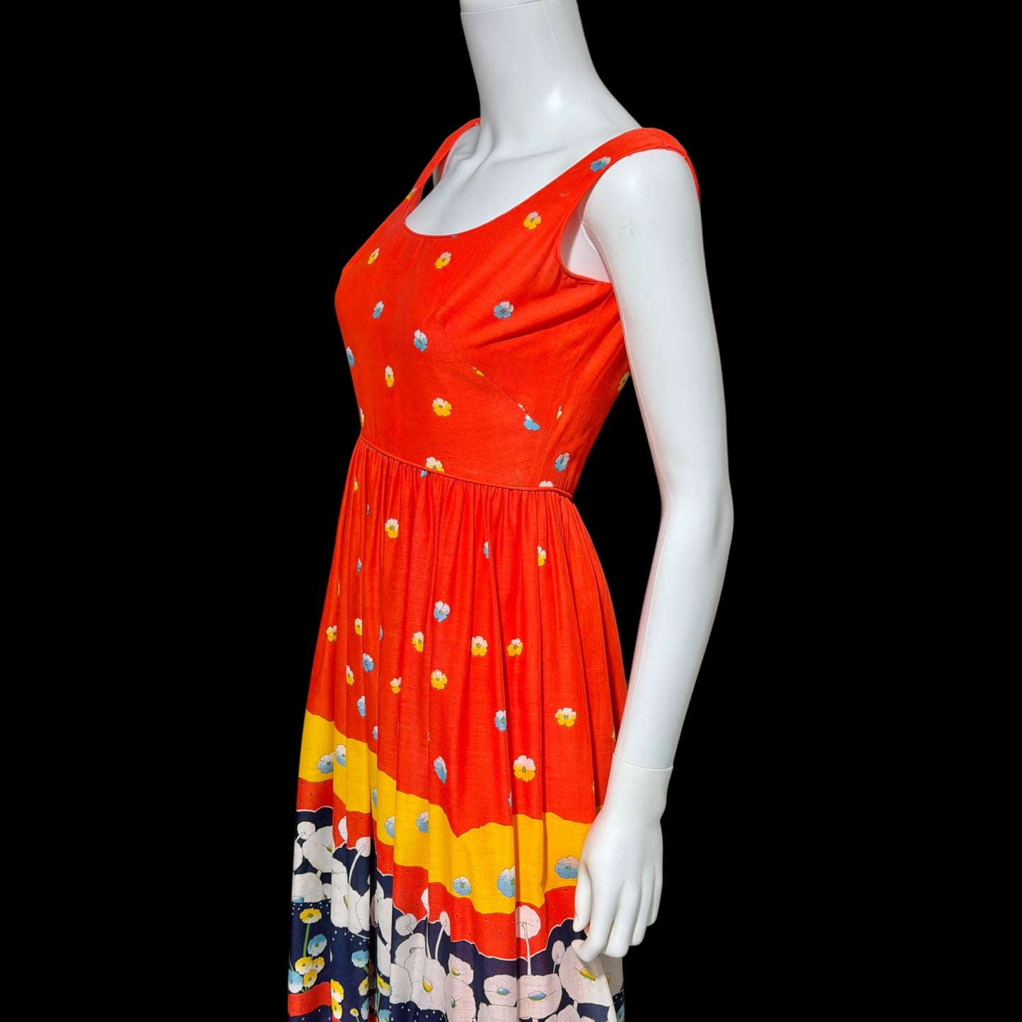 SHANNON ROGERS Jerry Silverman, vintage 1960s floral evening sundress, Border print w/ matching shawl