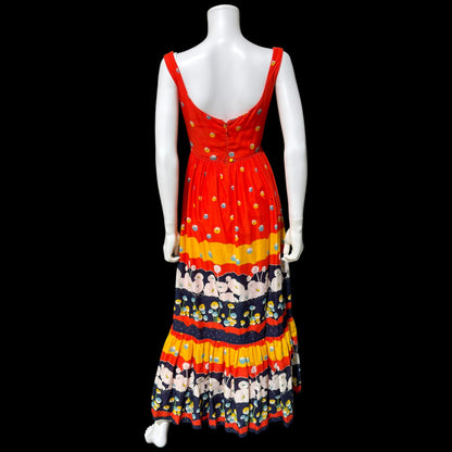 SHANNON ROGERS Jerry Silverman, vintage 1960s floral evening sundress, Border print w/ matching shawl
