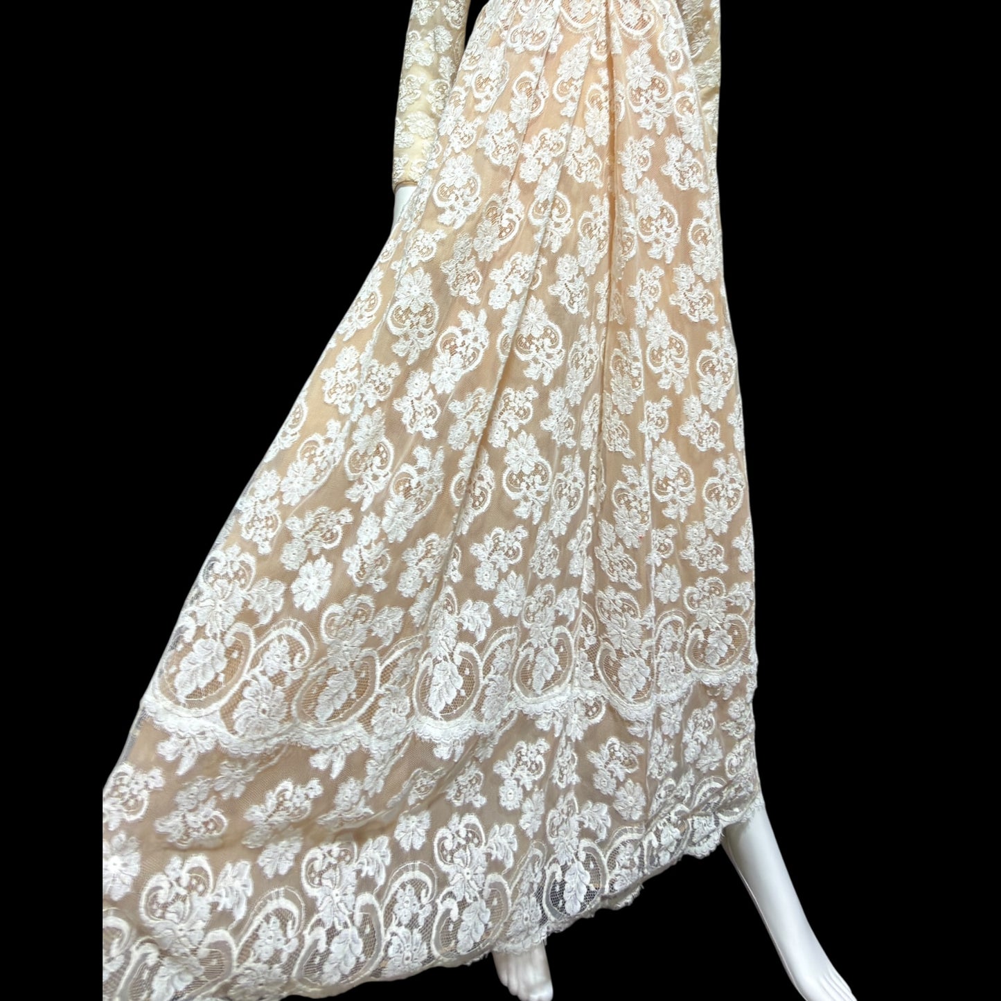 LILLIE RUBIN COLLECTION 700, vintage 1960s evening dress gown, white lace regency style formal gown