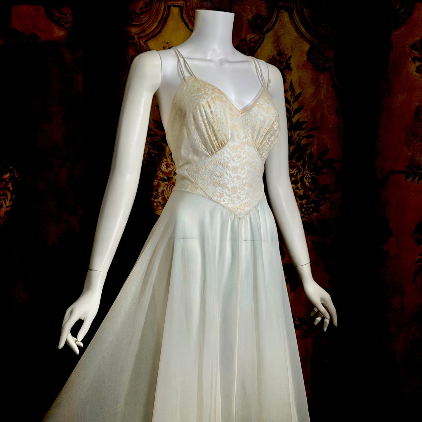 VANITY FAIR vintage nightgown slip dress, 1950s pale green nylon Old Hollywood gown