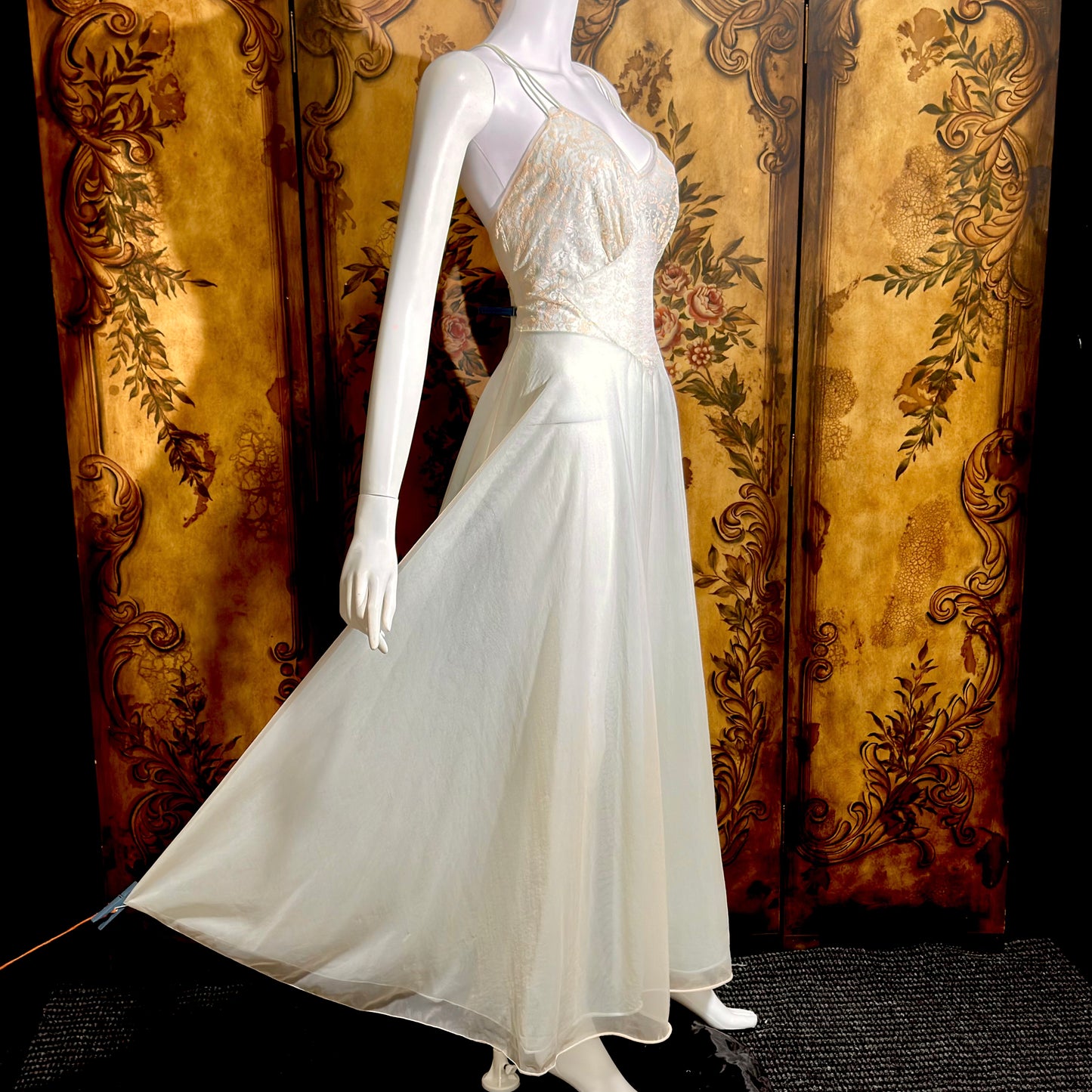 VANITY FAIR vintage nightgown slip dress, 1950s pale green nylon Old Hollywood gown