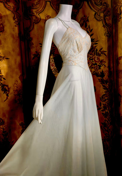 VANITY FAIR vintage nightgown slip dress, 1950s pale green nylon Old Hollywood gown