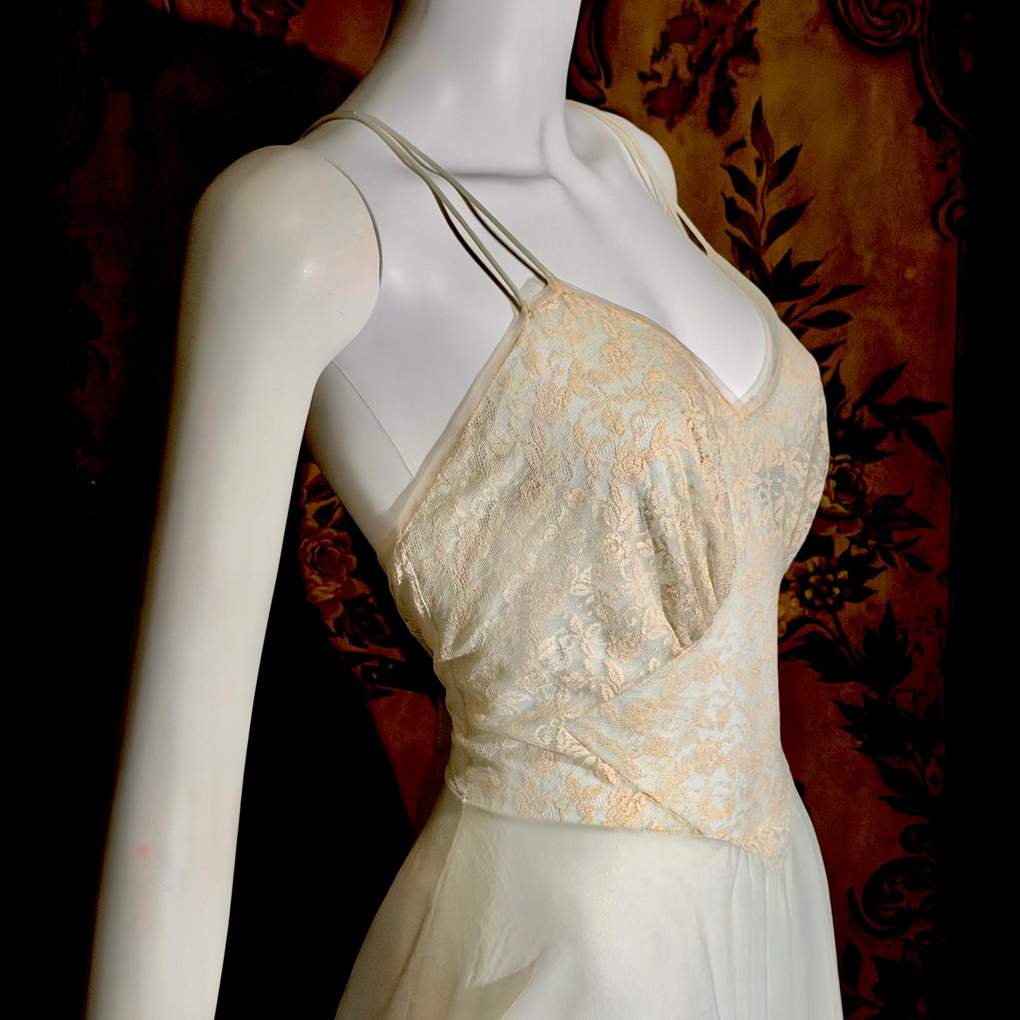 VANITY FAIR vintage nightgown slip dress, 1950s pale green nylon Old Hollywood gown