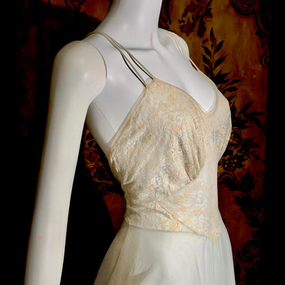 VANITY FAIR vintage nightgown slip dress, 1950s pale green nylon Old Hollywood gown