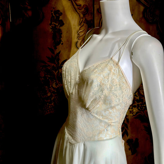 VANITY FAIR vintage nightgown slip dress, 1950s pale green nylon Old Hollywood gown