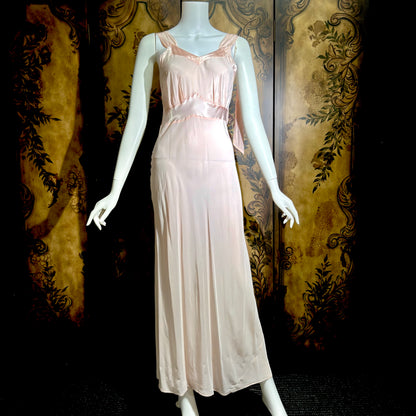 Rhythm Romancer vintage 1930s Nightgown Slip Dress, Baby pink night lingerie dress