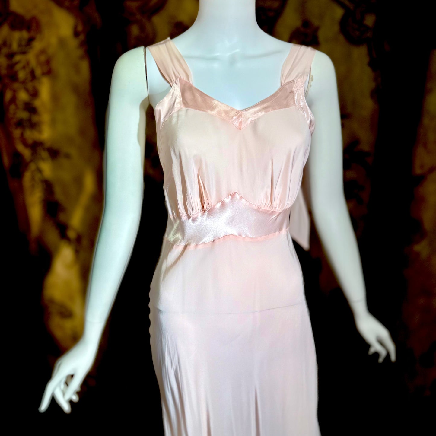 Rhythm Romancer vintage 1930s Nightgown Slip Dress, Baby pink night lingerie dress
