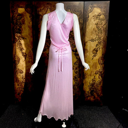 LORRAINE vintage 1940s Nightgown Slip Dress: Pink Shadow Stripe Rayon Night dress