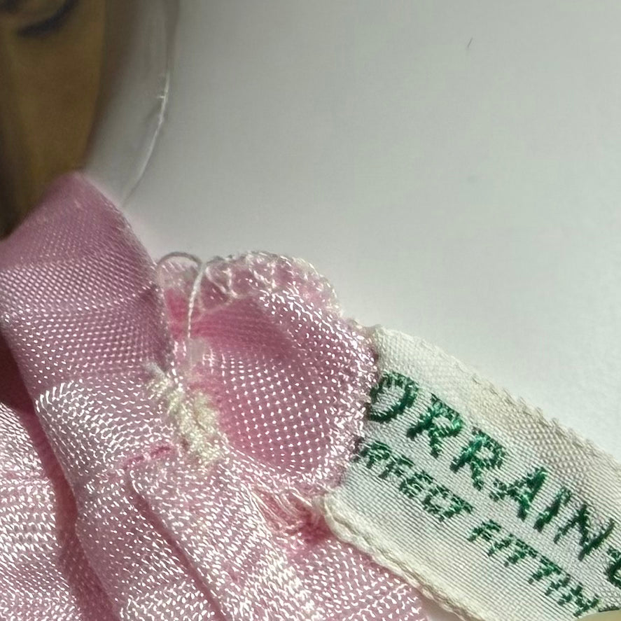 LORRAINE vintage 1940s Nightgown Slip Dress: Pink Shadow Stripe Rayon Night dress