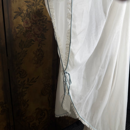 PEDRO RODRIGUEZ Couture Internationale, vintage 1960s caftan robe, sheer double layer chiffon white poncho cape loungewear