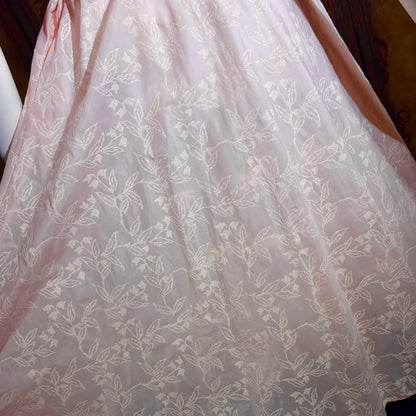 SAKS FIFTH AVENUE vintage 1950s dress, pink flocked floral wrap dress