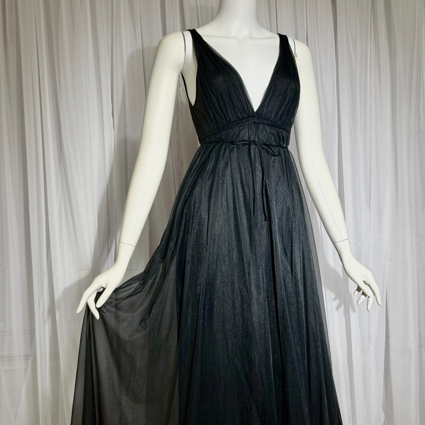 BLANCHE vintage nightgown slip dress, by ERIKA MCGOWAN 1960s Black Grecian goddess lingerie dress