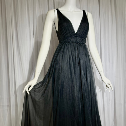 BLANCHE vintage nightgown slip dress, by ERIKA MCGOWAN 1960s Black Grecian goddess lingerie dress