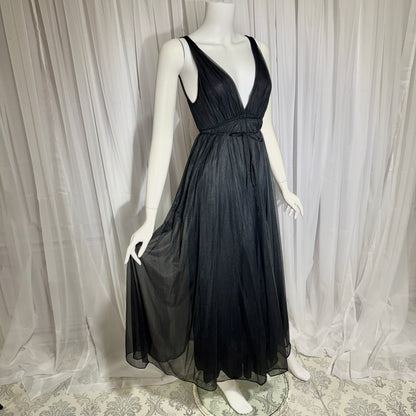 BLANCHE vintage nightgown slip dress, by ERIKA MCGOWAN 1960s Black Grecian goddess lingerie dress
