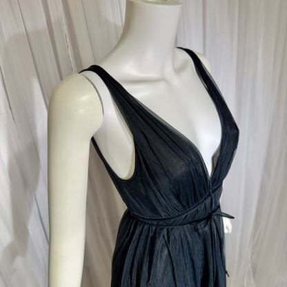 BLANCHE vintage nightgown slip dress, by ERIKA MCGOWAN 1960s Black Grecian goddess lingerie dress