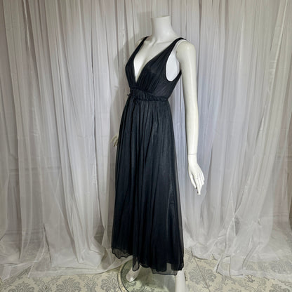 BLANCHE vintage nightgown slip dress, by ERIKA MCGOWAN 1960s Black Grecian goddess lingerie dress