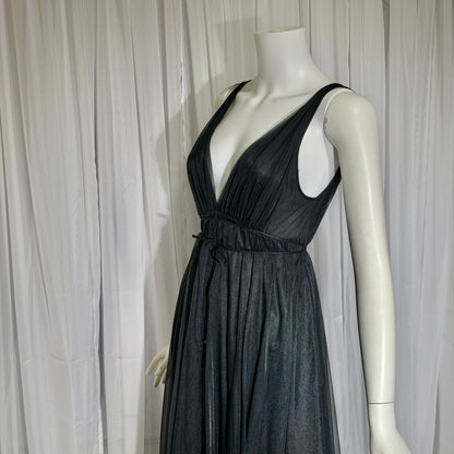 BLANCHE vintage nightgown slip dress, by ERIKA MCGOWAN 1960s Black Grecian goddess lingerie dress