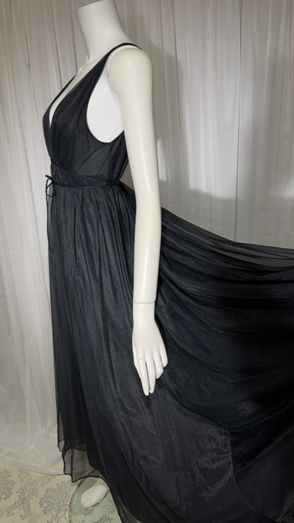 BLANCHE vintage nightgown slip dress, by ERIKA MCGOWAN 1960s Black Grecian goddess lingerie dress