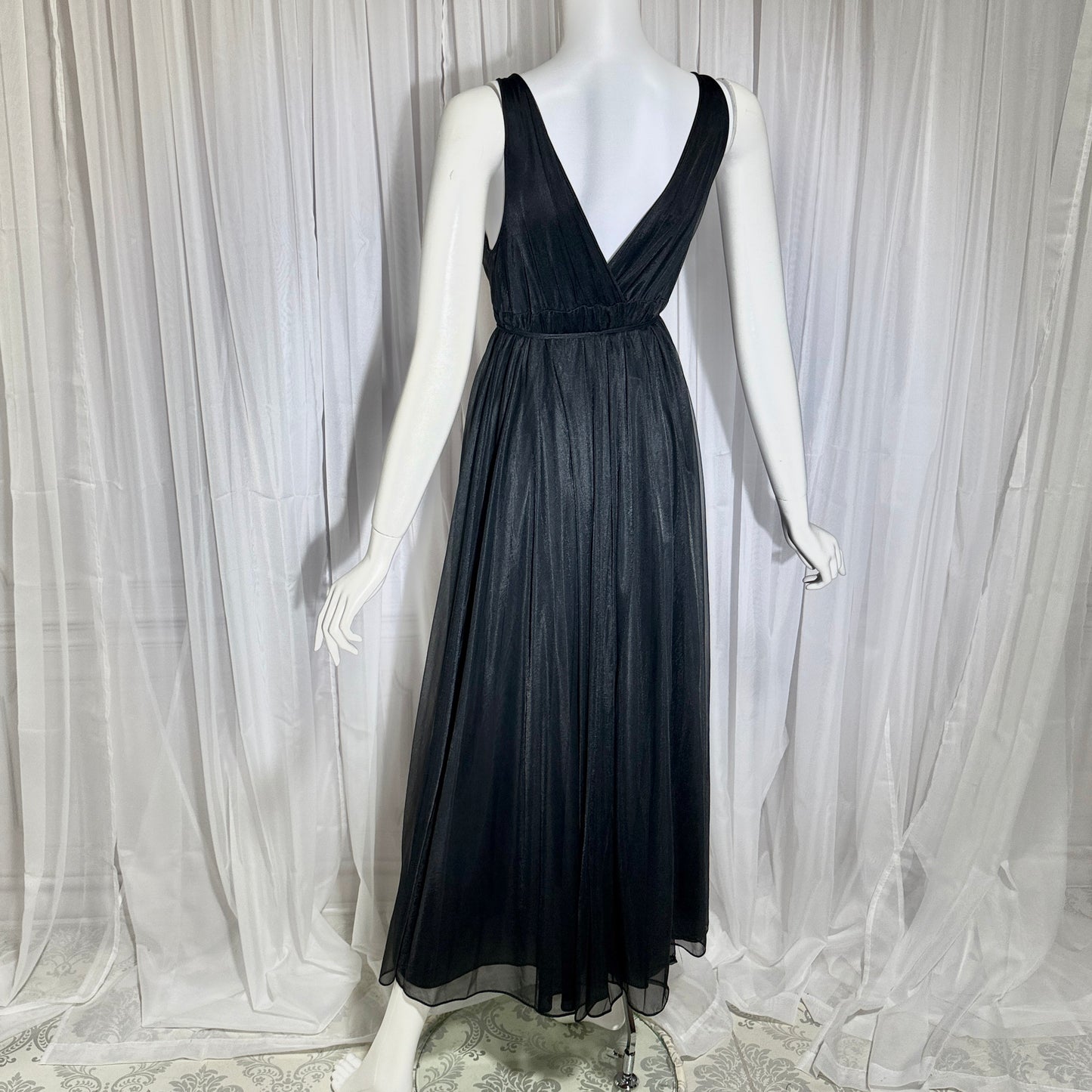 BLANCHE vintage nightgown slip dress, by ERIKA MCGOWAN 1960s Black Grecian goddess lingerie dress