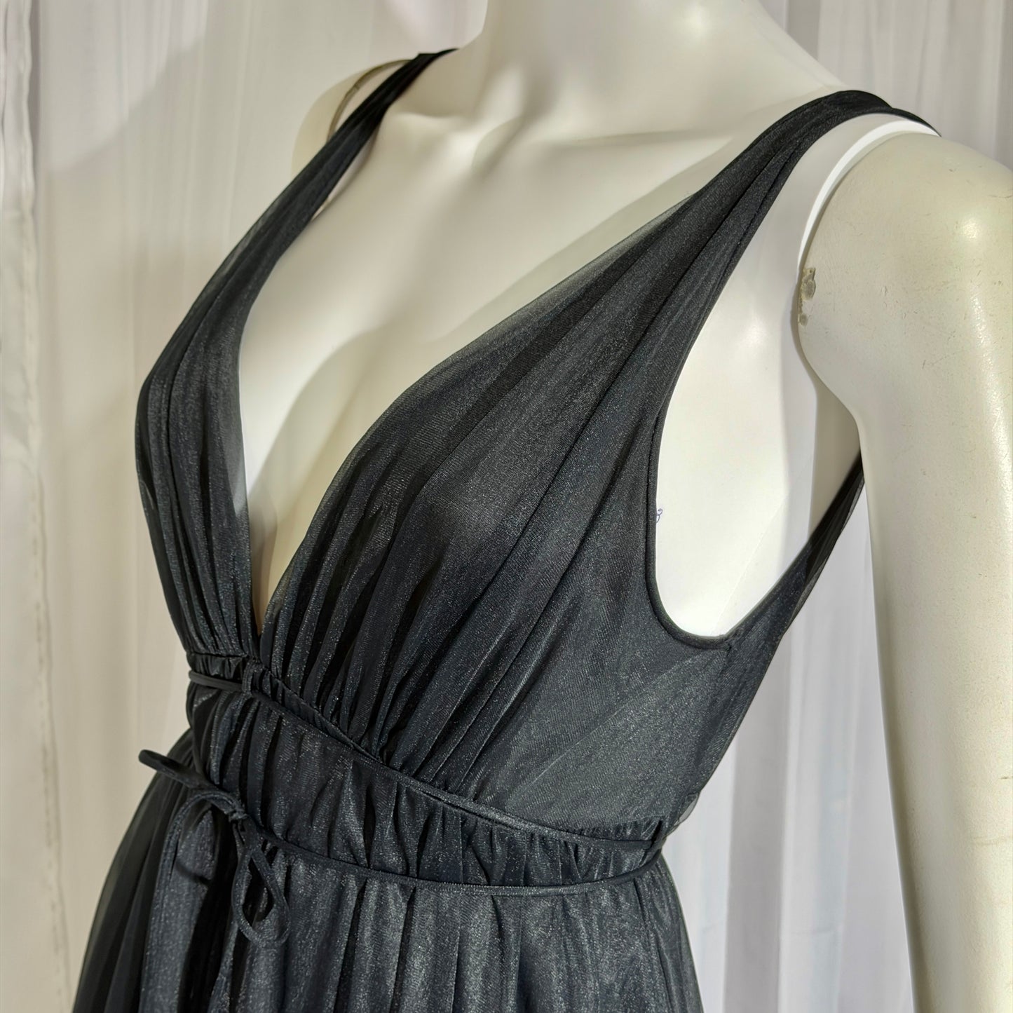 BLANCHE vintage nightgown slip dress, by ERIKA MCGOWAN 1960s Black Grecian goddess lingerie dress