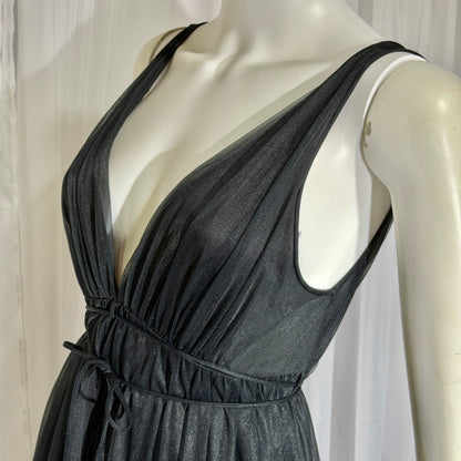 BLANCHE vintage nightgown slip dress, by ERIKA MCGOWAN 1960s Black Grecian goddess lingerie dress