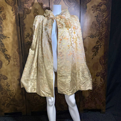 C CRAWFORD HOLLIDGE Vintage 1930s silk damask cape, floral evening cape