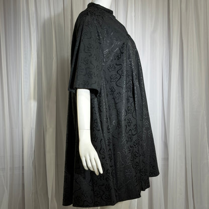 1950s Vintage evening swing coat, Black silk jacquard garland and bows opera coat