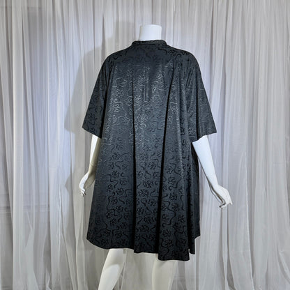 1950s Vintage evening swing coat, Black silk jacquard garland and bows opera coat