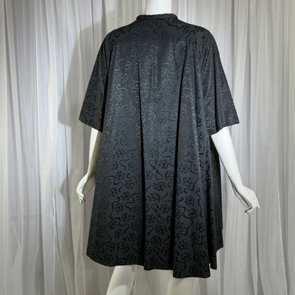 1950s Vintage evening swing coat, Black silk jacquard garland and bows opera coat