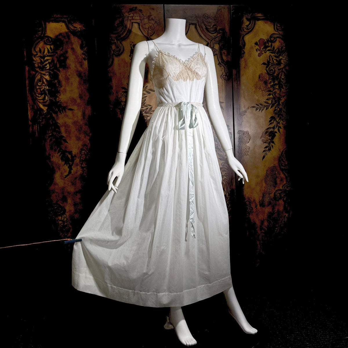 vintage by IRIS 1940s Nightgown slip dress, Sylvia Pedlar white nylon lingerie dress
