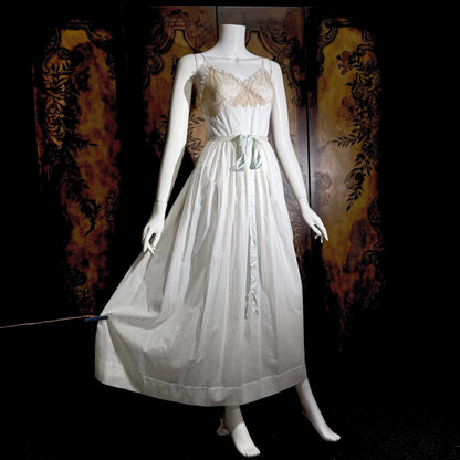 vintage by IRIS 1940s Nightgown slip dress, Sylvia Pedlar white nylon lingerie dress