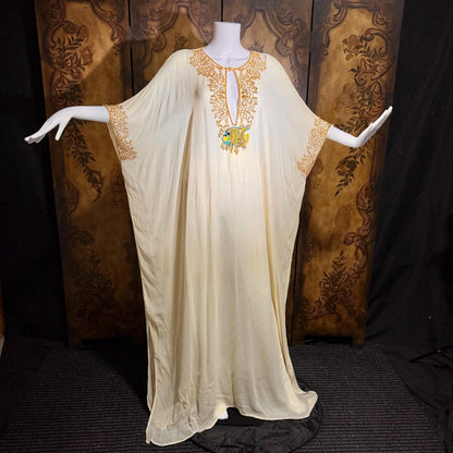 JEANNIE MCQUEENY vintage caftan evening dress, Y2K Silk Beaded Palm Beach Glam kaftan