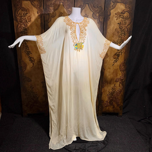 JEANNIE MCQUEENY vintage caftan evening dress, Y2K Silk Beaded Palm Beach Glam kaftan