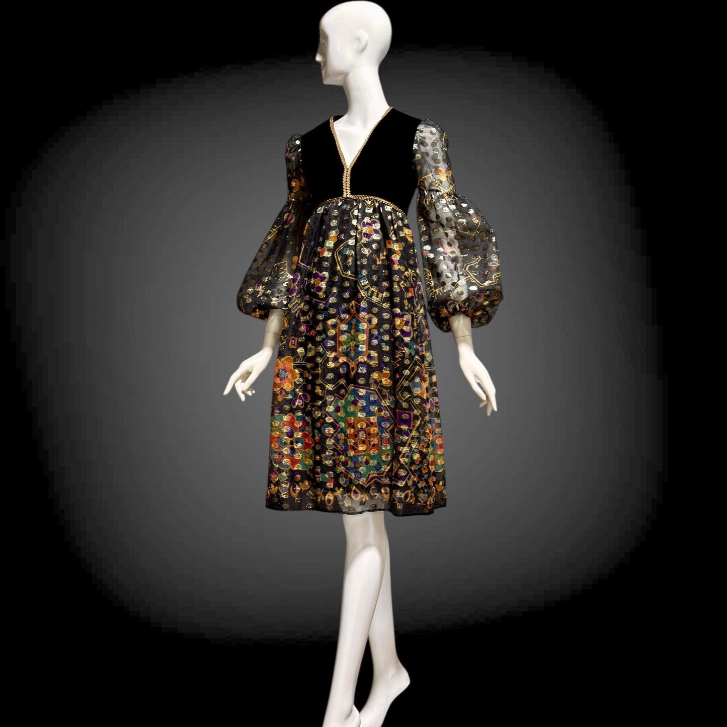 LORD & TAYLOR Vintage 1960s cocktail dress, Malcolm Starr Babydoll Empire Waist evening party dress