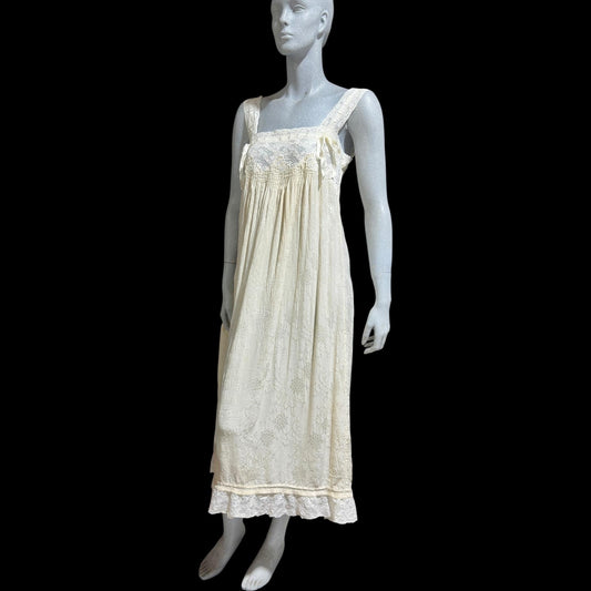 NANOUCHKA Vintage Edwardian style silk nightgown slip dress, pin tucks and lace babydoll night dress
