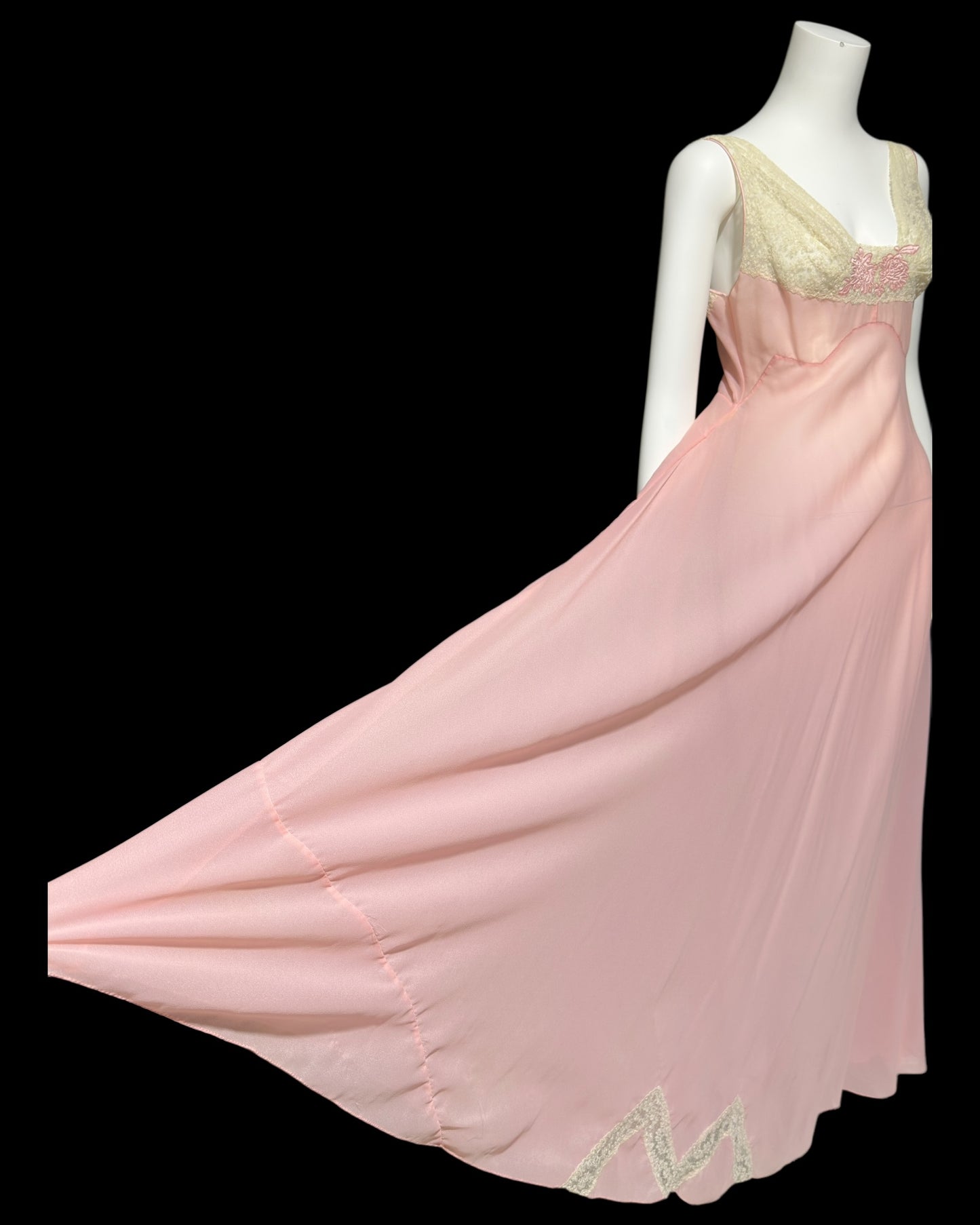 ELIZABETH ARDEN, vintage 1940s nightgown slip dress, dusty pink sheer full length sleep dress, Old Hollywood night gown