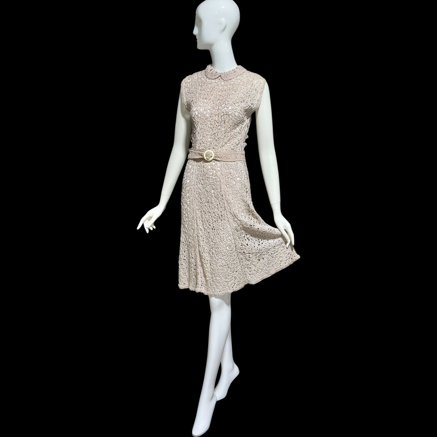 1930s vintage Ribbon Dress, Dusty Mauve shirt day dress with peter pan collar