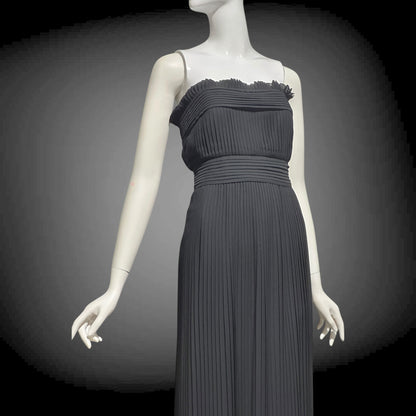 PILAR ROSSI COUTURE evening dress, vintage 1990s strapless pleated black gown